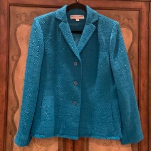 Kasper Teal/Turquoise Sparkle Blazer Jacket